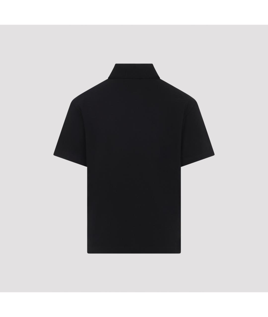 MONCLER Черное хлопковое поло с коротким рукавом, фото 2