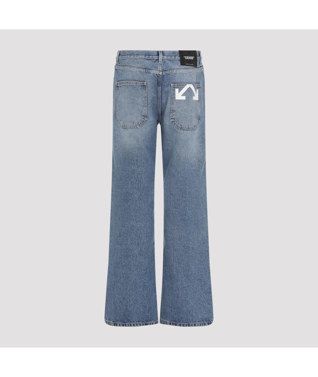 OFF-WHITE Синие хлопковые прямые джинсы, фото 3