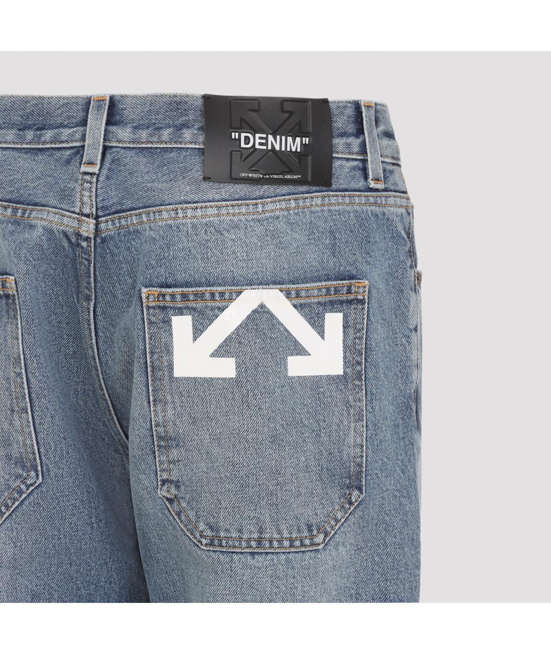 OFF-WHITE Синие хлопковые прямые джинсы, фото 5