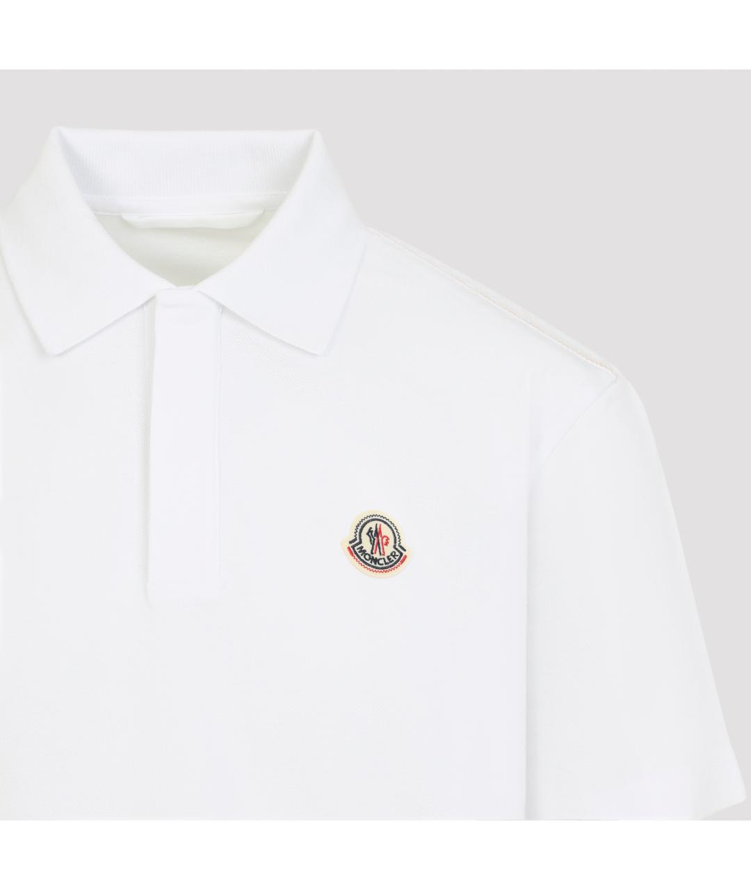 MONCLER Белое хлопковое поло с коротким рукавом, фото 5