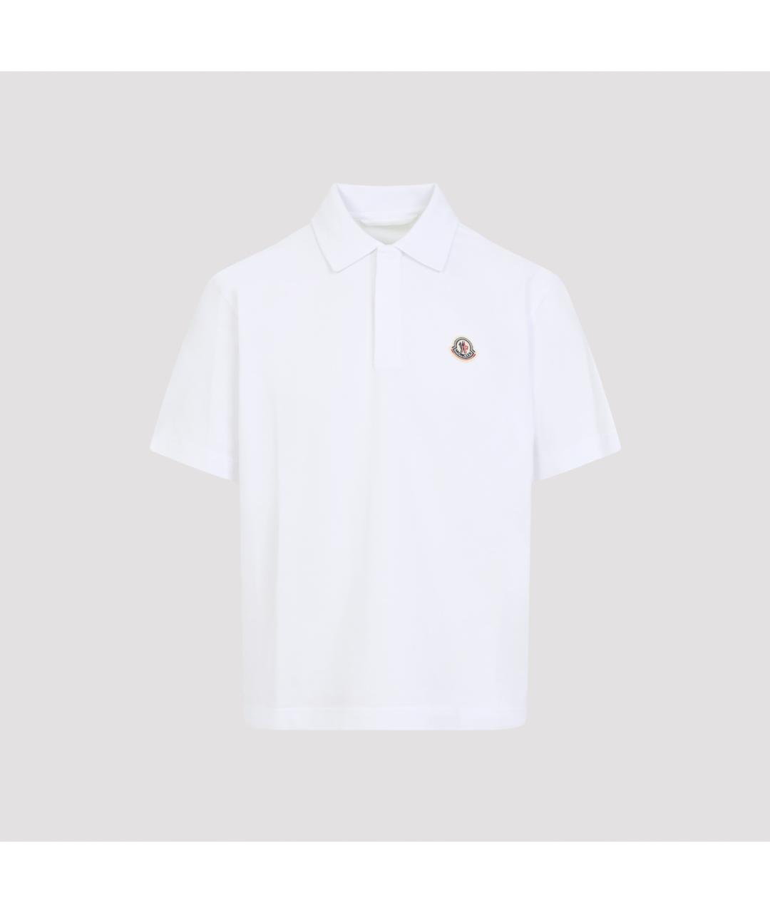 MONCLER Белое хлопковое поло с коротким рукавом, фото 2