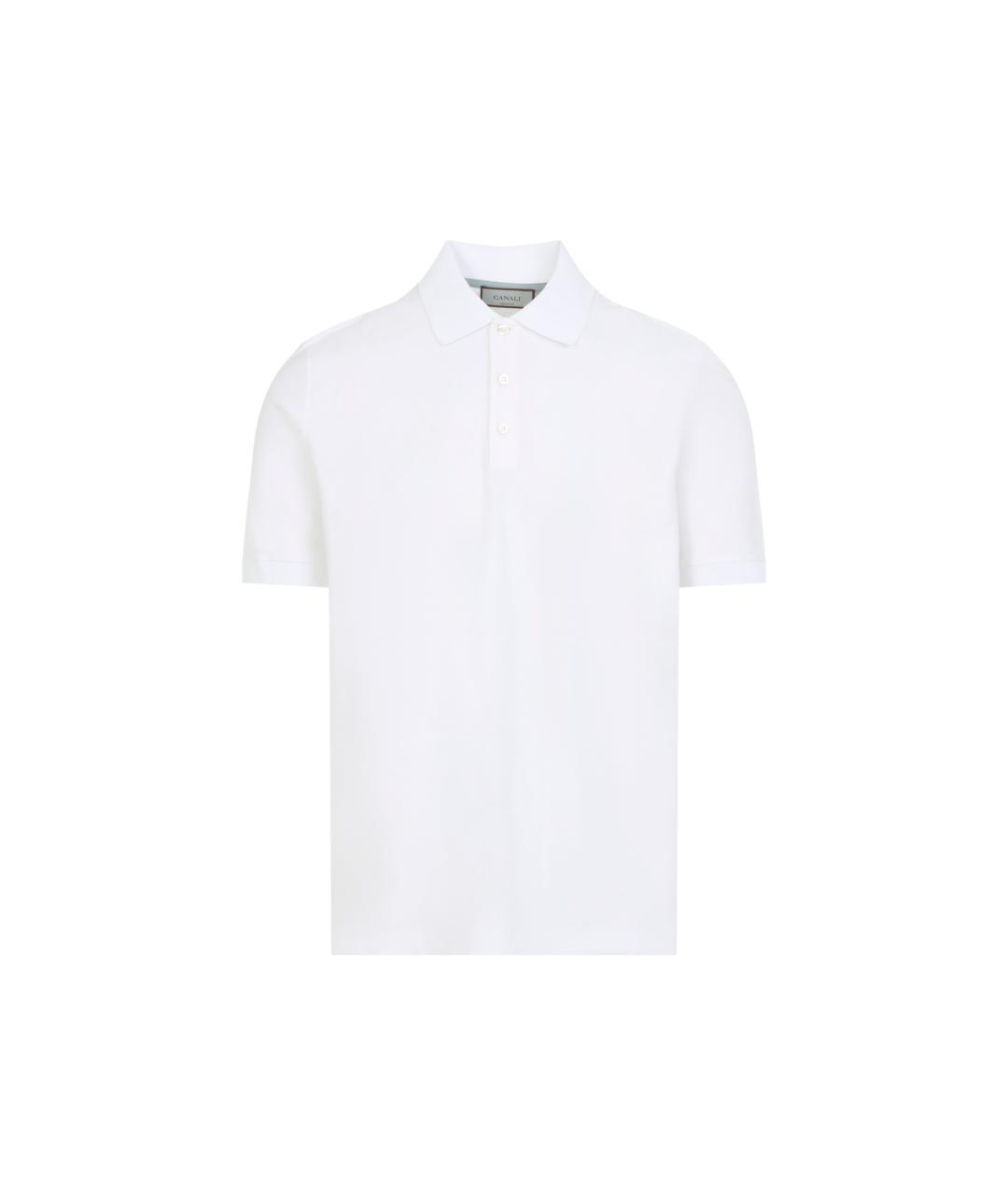 CANALI Белое хлопковое поло с коротким рукавом, фото 1