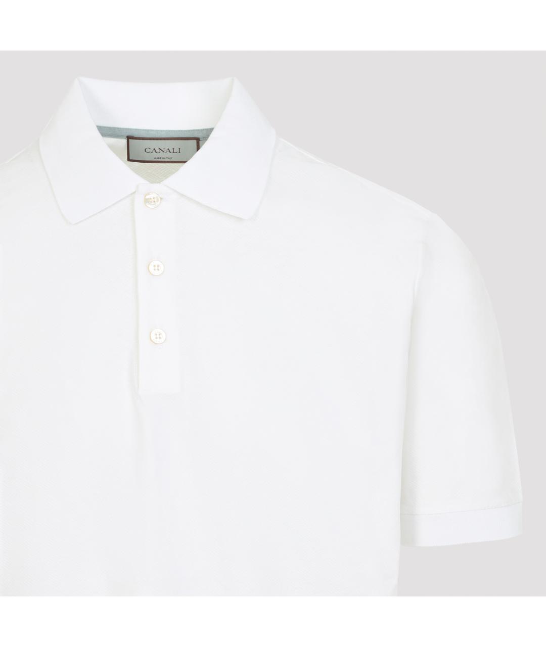 CANALI Белое хлопковое поло с коротким рукавом, фото 4