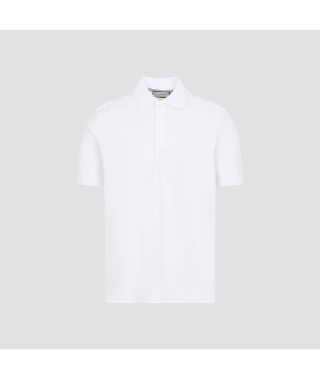 CANALI Белое хлопковое поло с коротким рукавом, фото 2