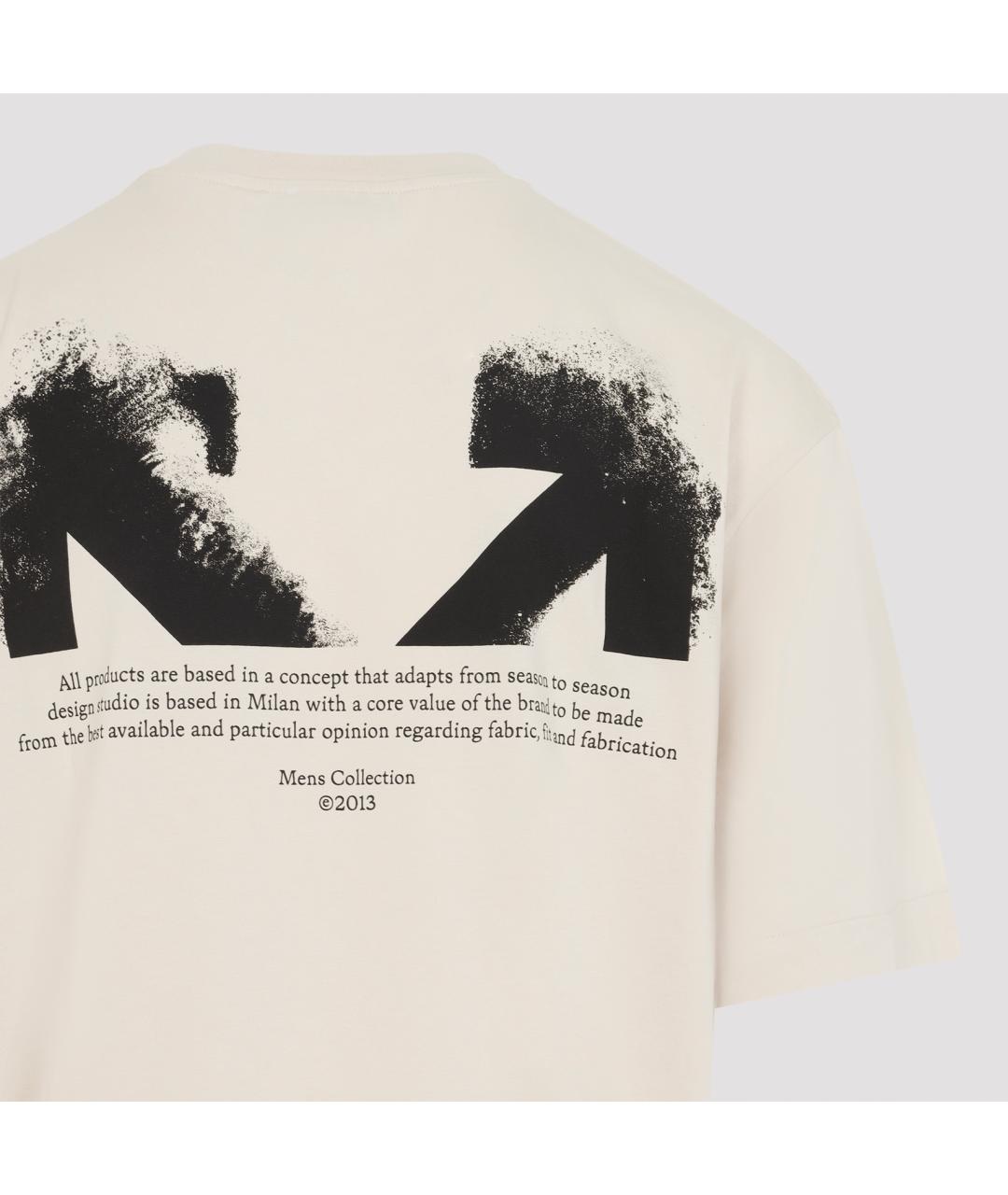 OFF-WHITE Бежевая хлопковая футболка, фото 4