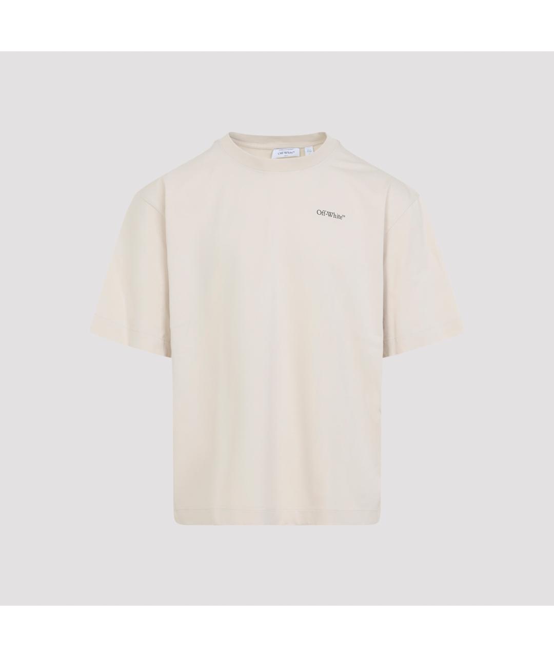 OFF-WHITE Бежевая хлопковая футболка, фото 2
