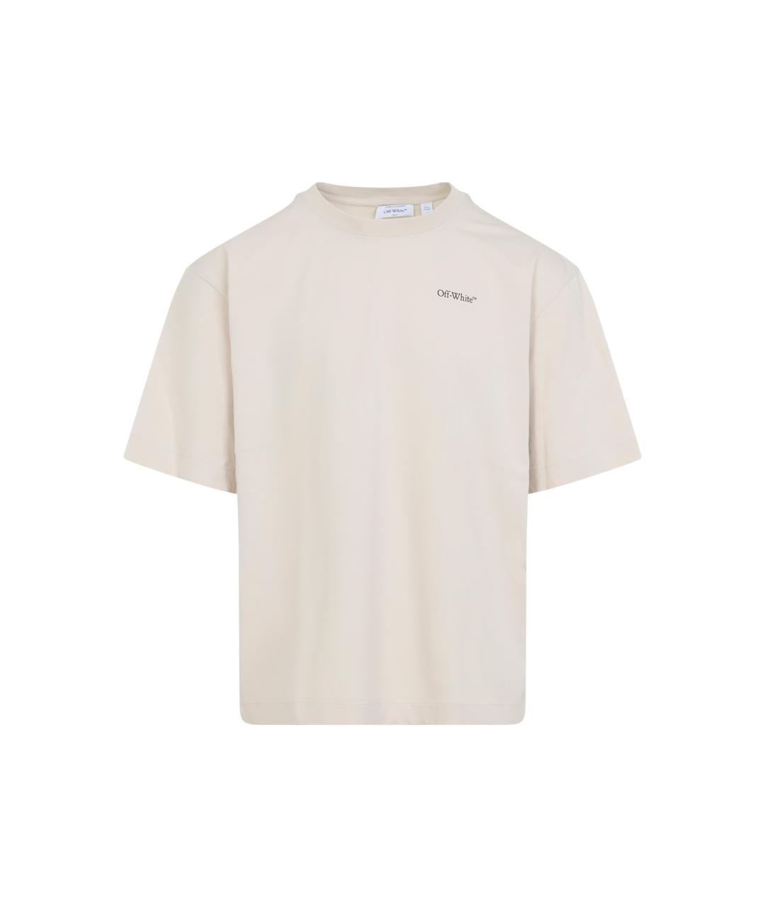 OFF-WHITE Бежевая хлопковая футболка, фото 1