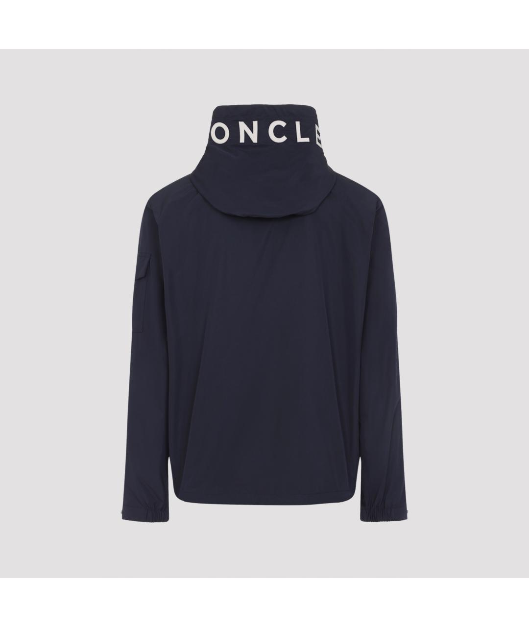 MONCLER Темно-синяя полиэстеровая куртка, фото 4