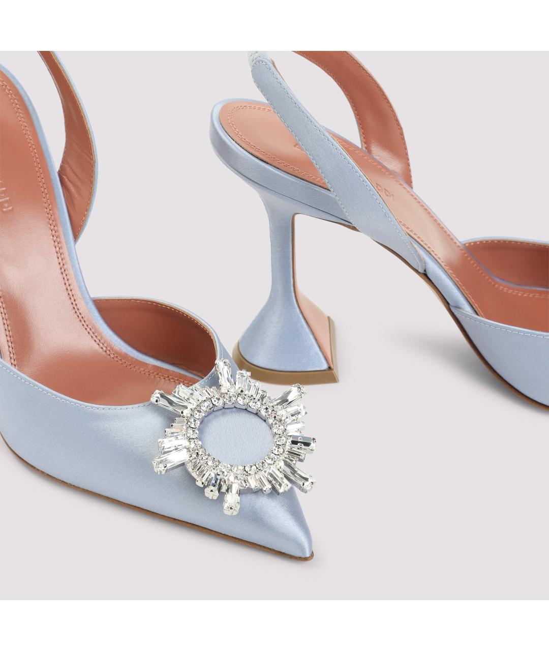 Amina Muaddi Серые текстильные туфли, фото 4