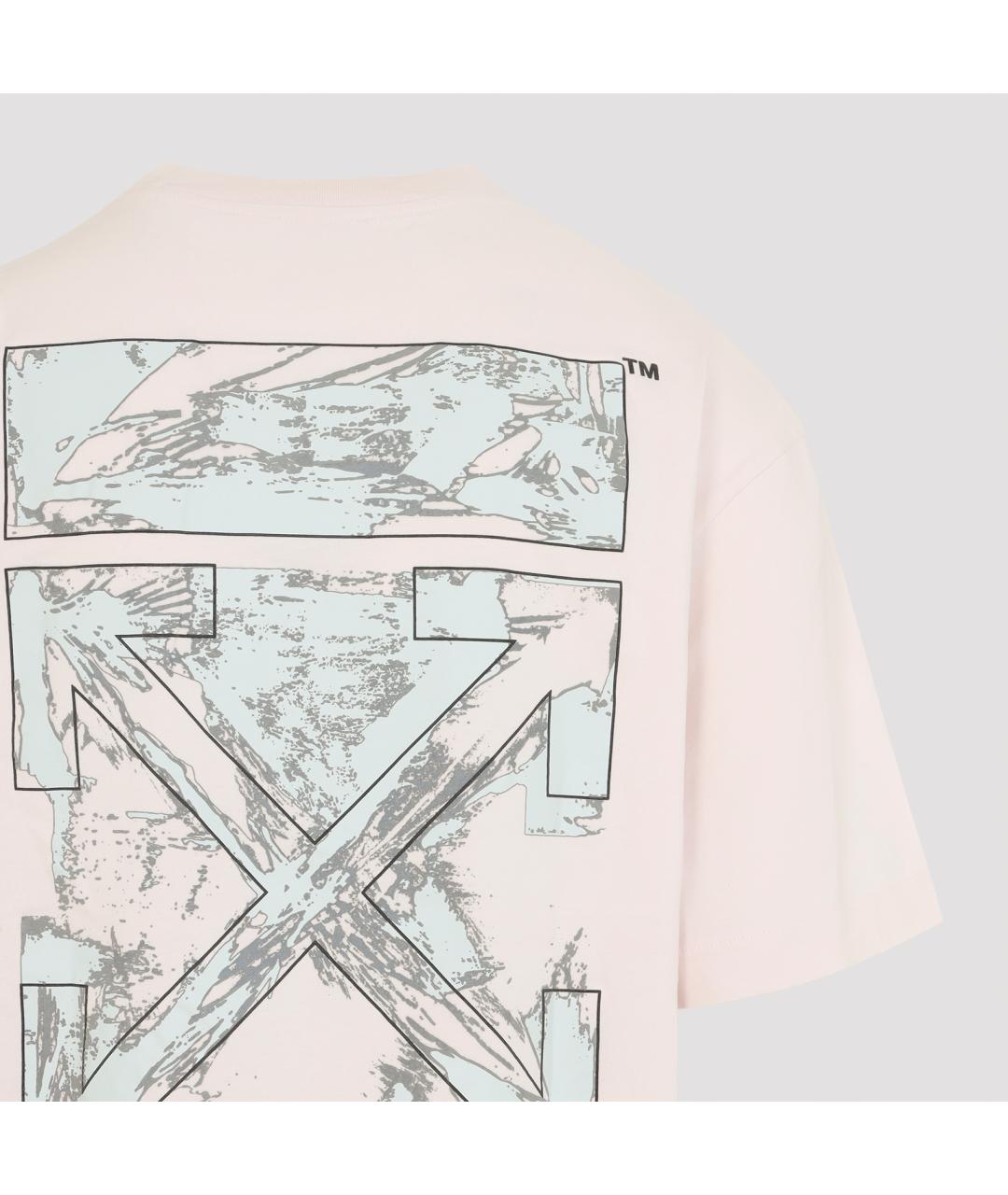 OFF-WHITE Бежевая хлопковая футболка, фото 4