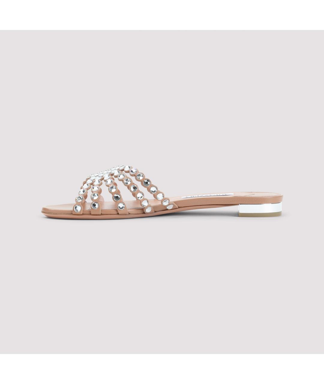 AQUAZZURA Бежевые кожаные сандалии, фото 3