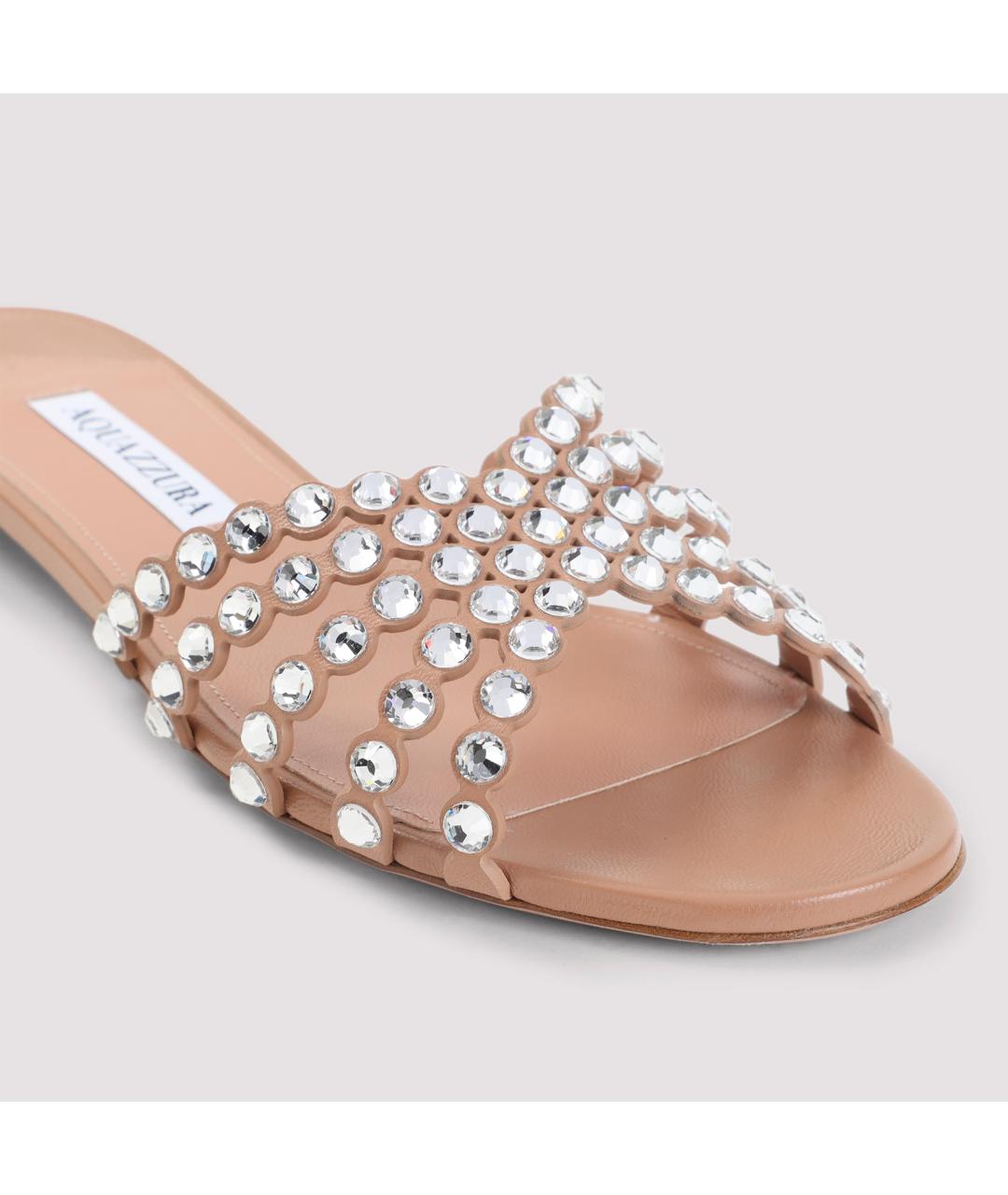 AQUAZZURA Бежевые кожаные сандалии, фото 5