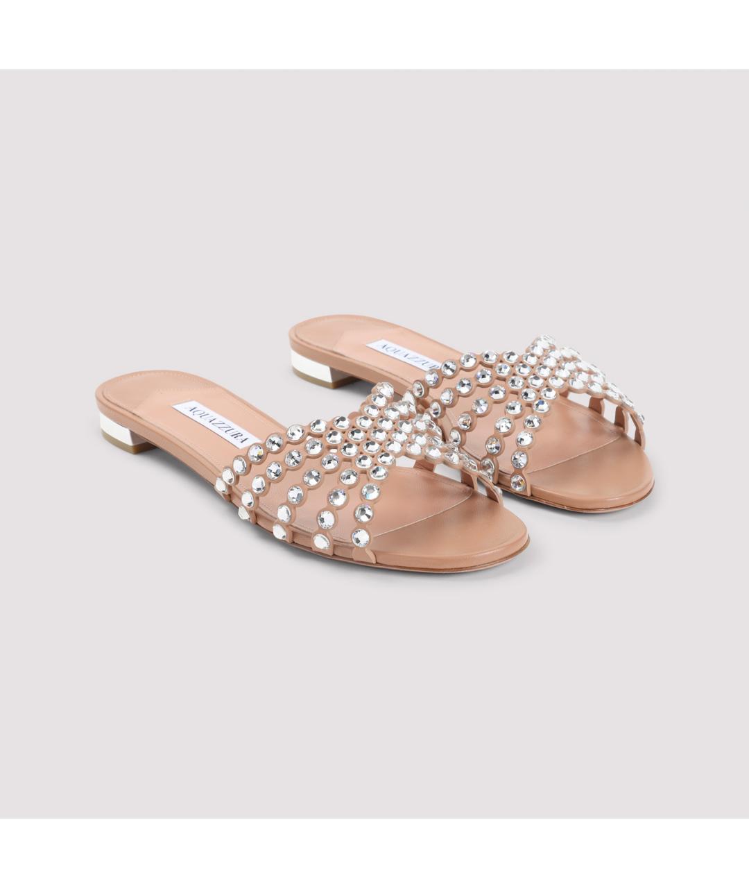 AQUAZZURA Бежевые кожаные сандалии, фото 4