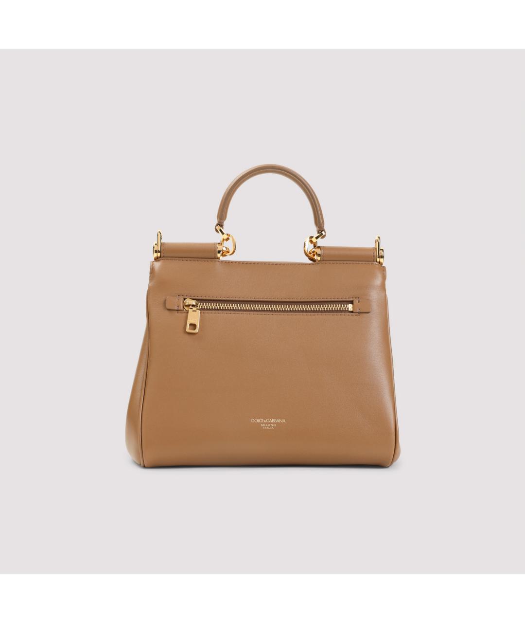 DOLCE&GABBANA Коричневая кожаная сумка тоут, фото 3