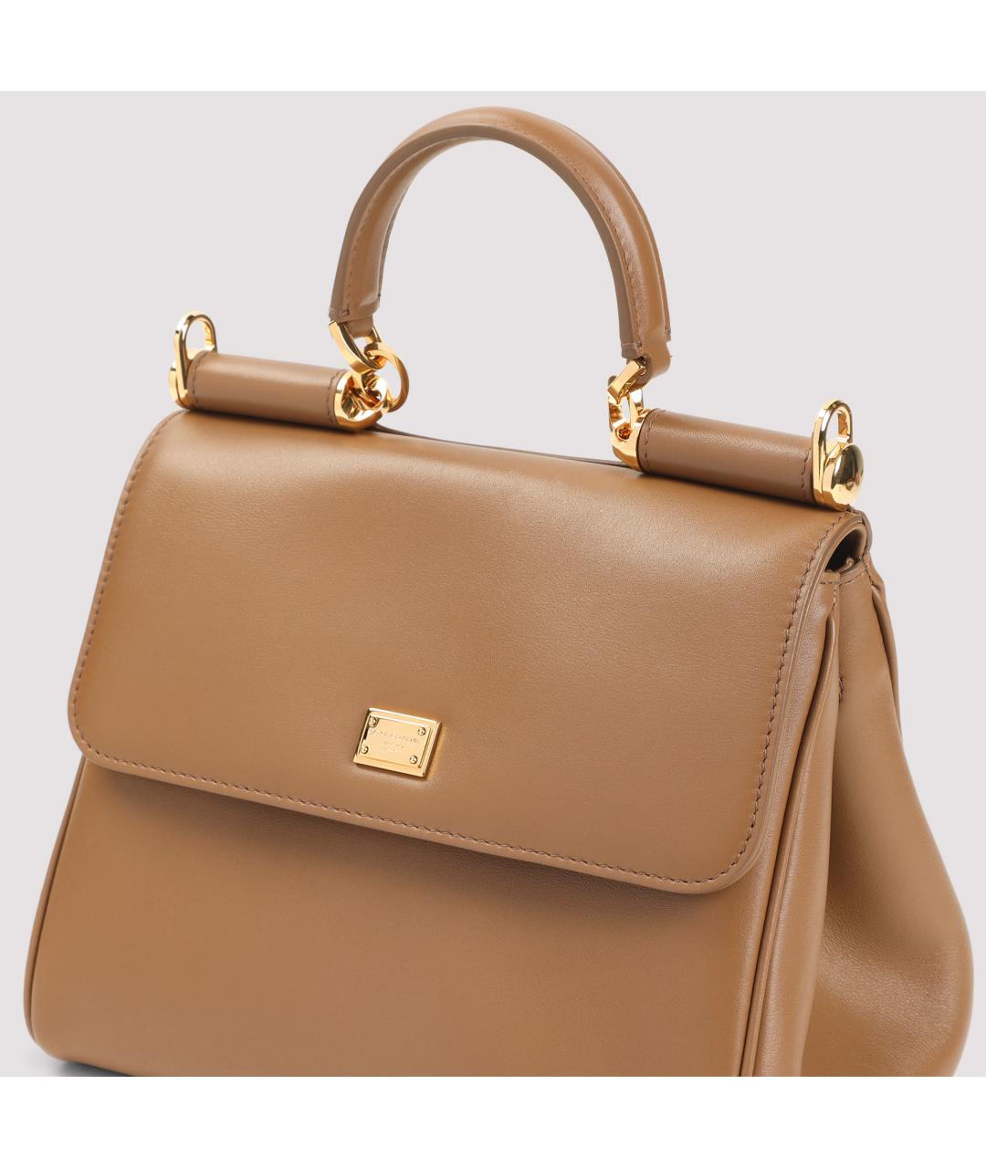 DOLCE&GABBANA Коричневая кожаная сумка тоут, фото 4