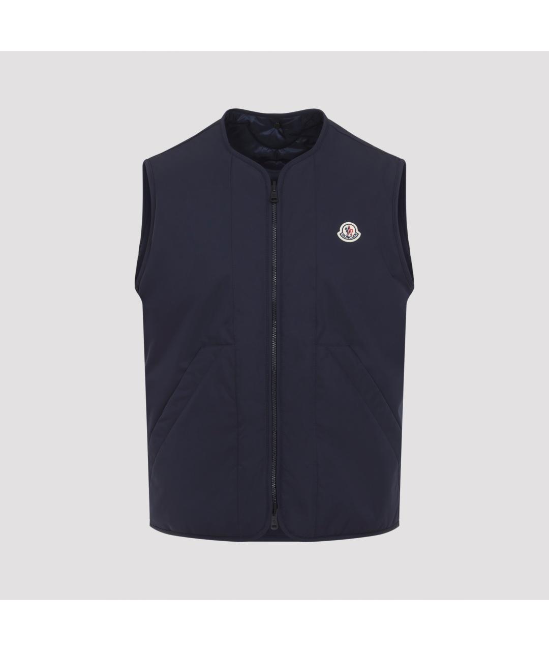 MONCLER Темно-синяя полиэстеровая куртка, фото 3