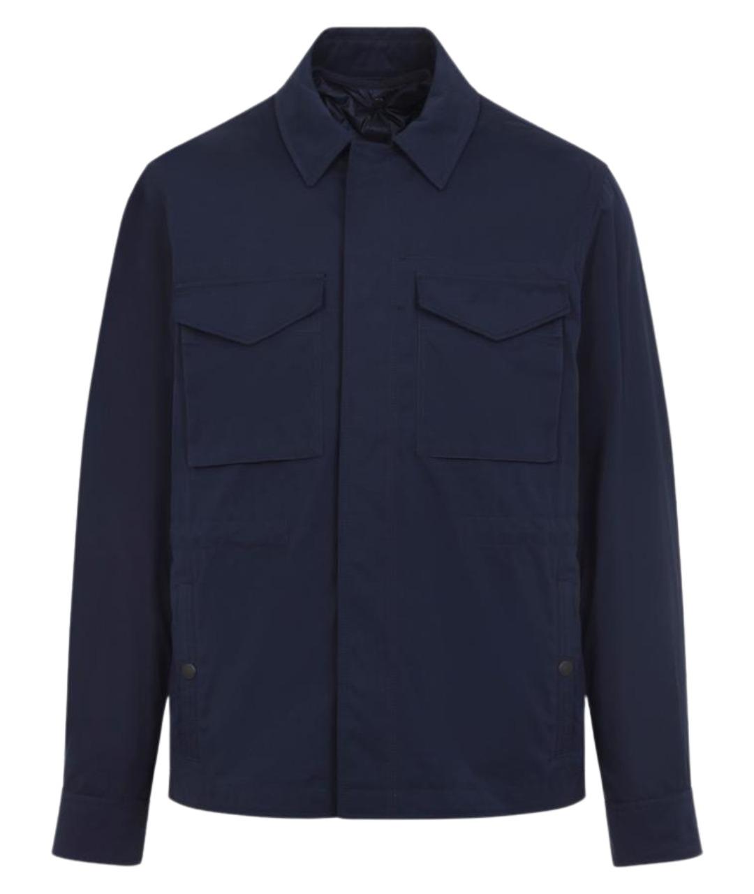 MONCLER Темно-синяя полиэстеровая куртка, фото 1