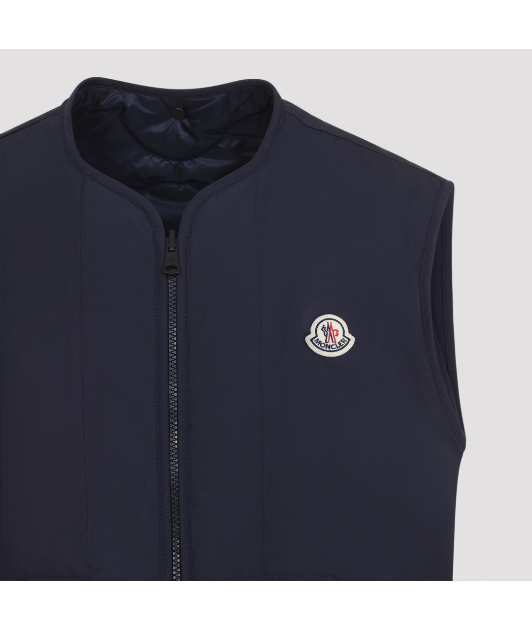 MONCLER Темно-синяя полиэстеровая куртка, фото 6