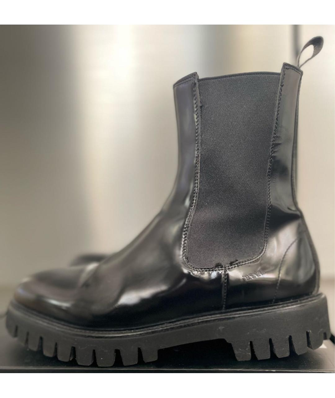 MSGM Черные кожаные высокие ботинки, фото 4