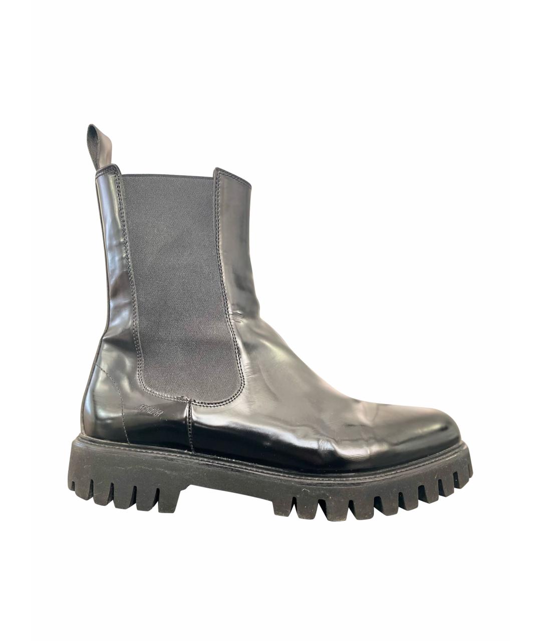 MSGM Черные кожаные высокие ботинки, фото 1