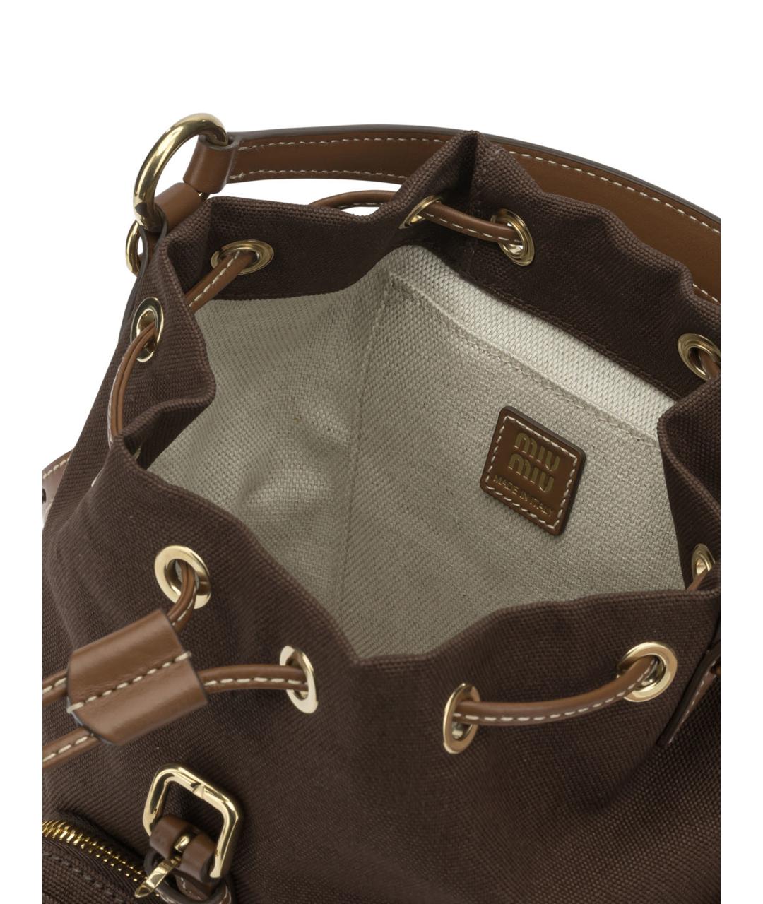 MIU MIU Коричневый тканевый рюкзак, фото 5