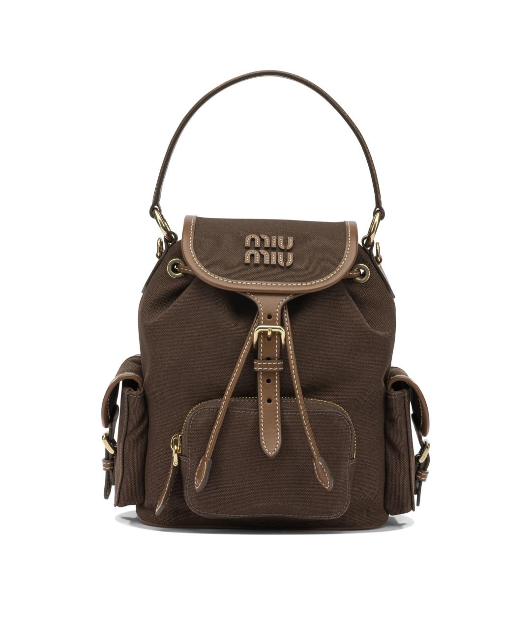MIU MIU Коричневый тканевый рюкзак, фото 1