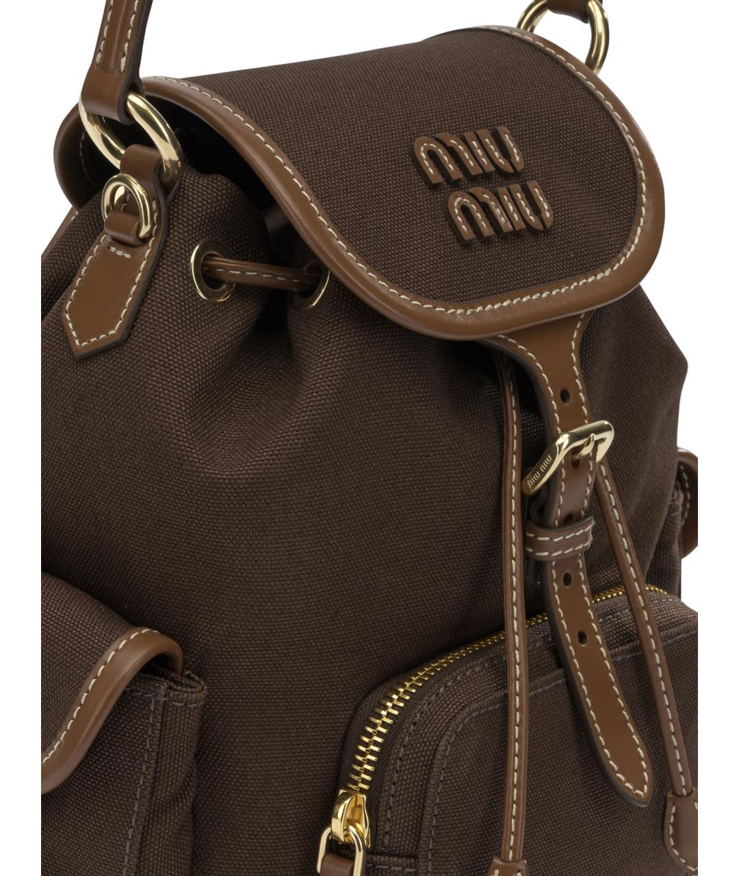 MIU MIU Коричневый тканевый рюкзак, фото 4