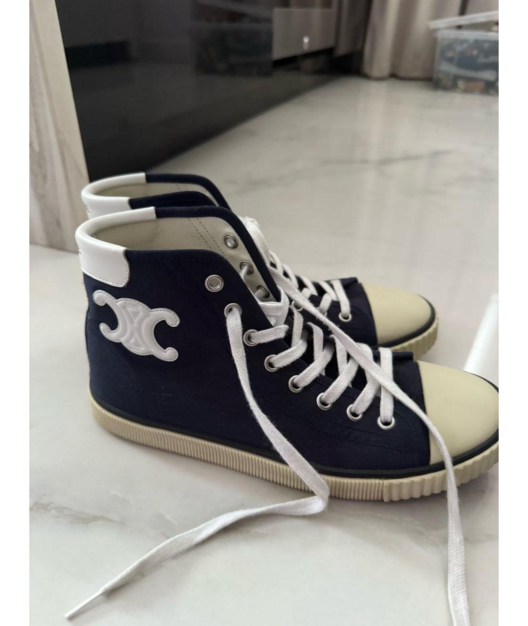 CELINE Темно-синие текстильные кеды, фото 5