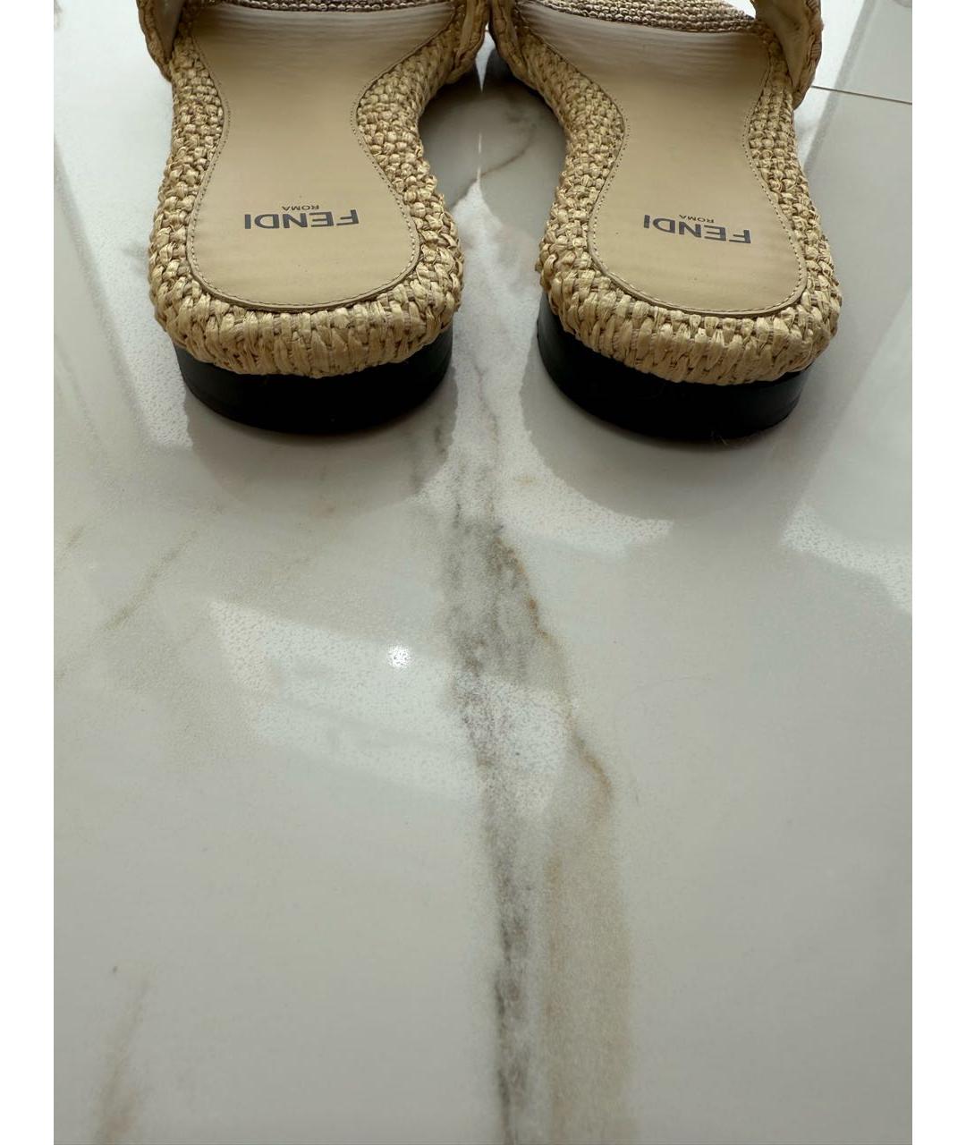 FENDI Бежевые шлепанцы, фото 4