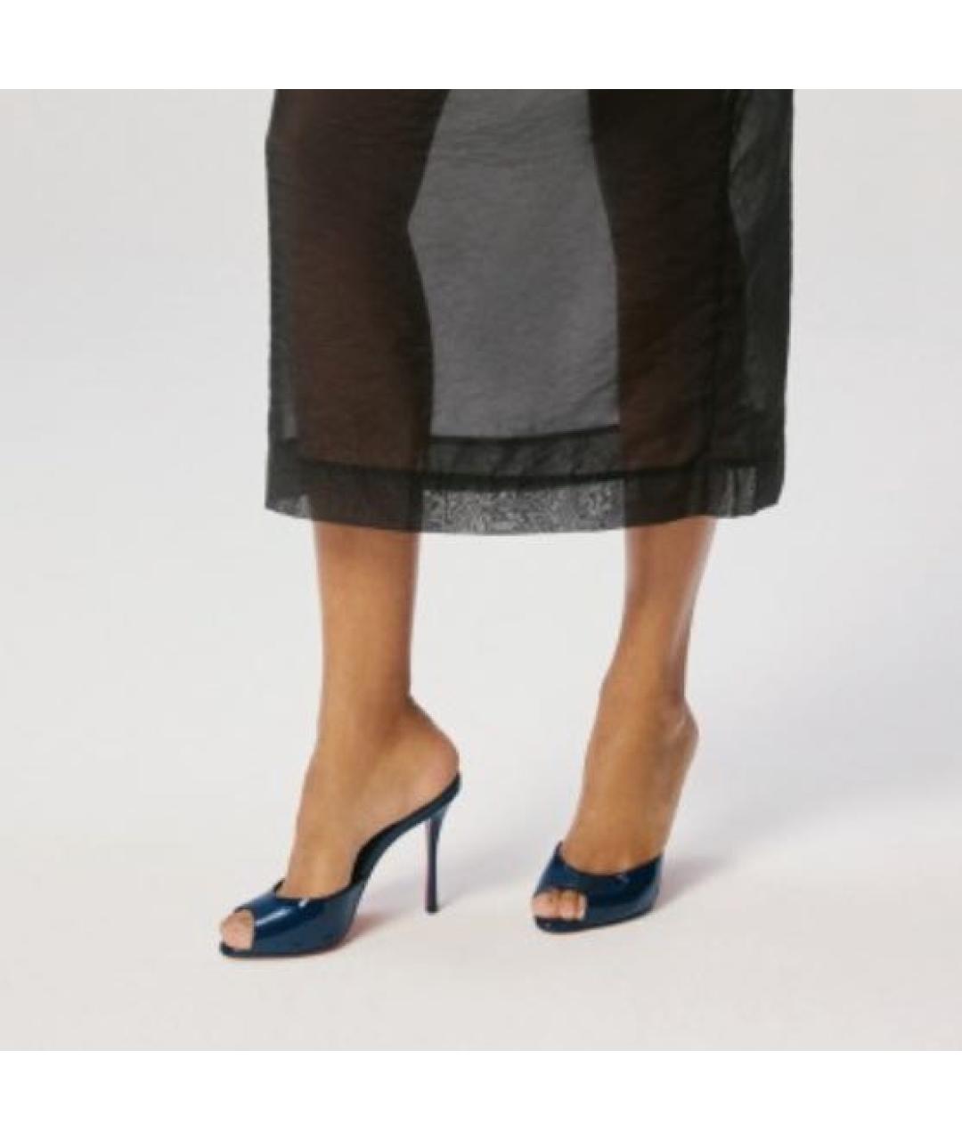 CHRISTIAN LOUBOUTIN Темно-синие босоножки из лакированной кожи, фото 5