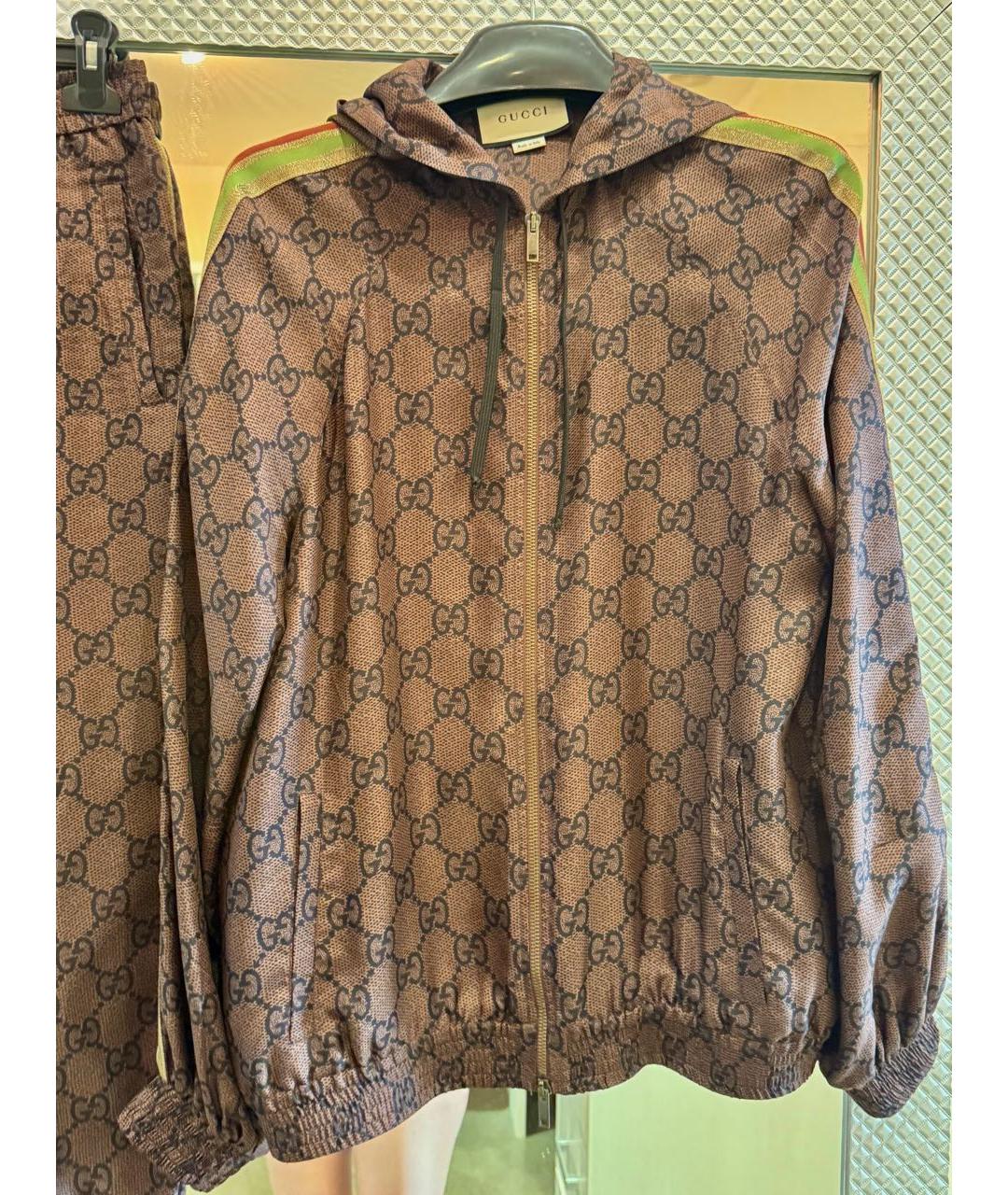 GUCCI Коричневый шелковый костюм с брюками, фото 2