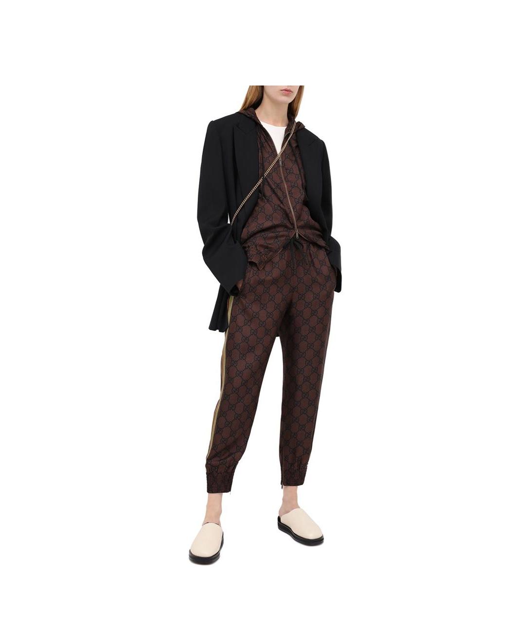 GUCCI Коричневый шелковый костюм с брюками, фото 8