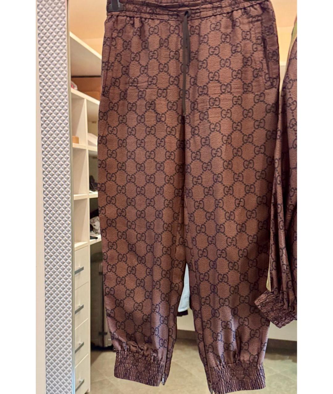 GUCCI Коричневый шелковый костюм с брюками, фото 3