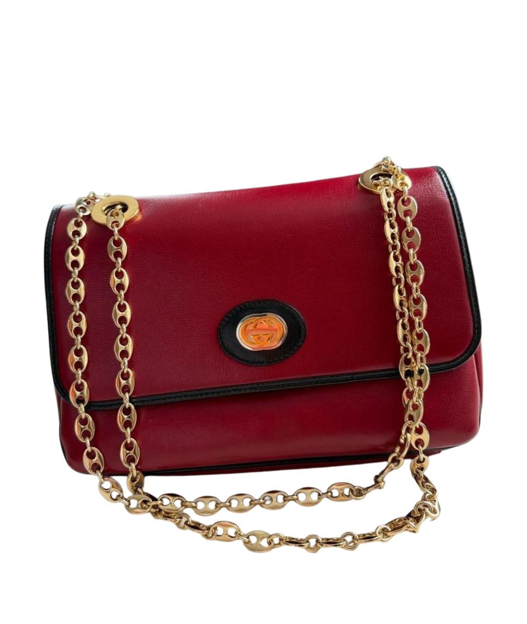 GUCCI Бордовая кожаная сумка через плечо, фото 1