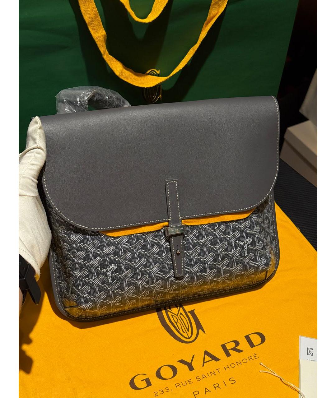 GOYARD Серая кожаная сумка на плечо, фото 3