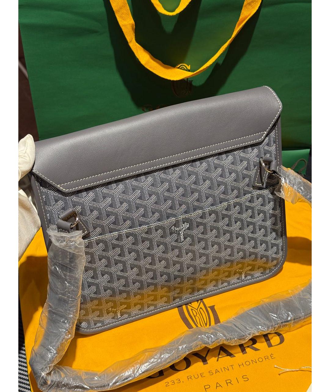 GOYARD Серая кожаная сумка на плечо, фото 4