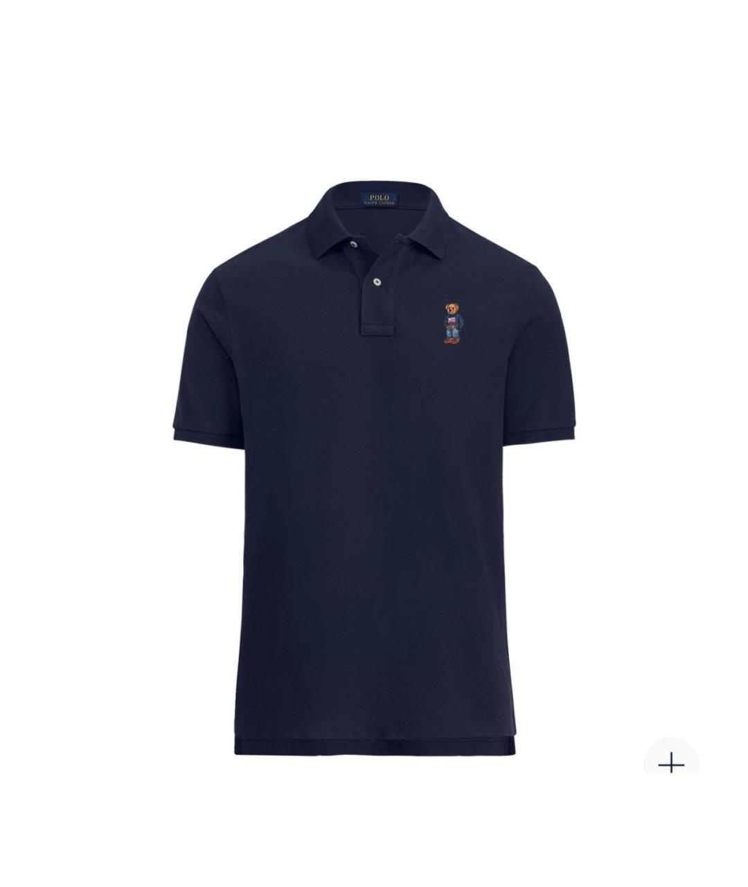 POLO RALPH LAUREN Темно-синее хлопковое поло с коротким рукавом, фото 3