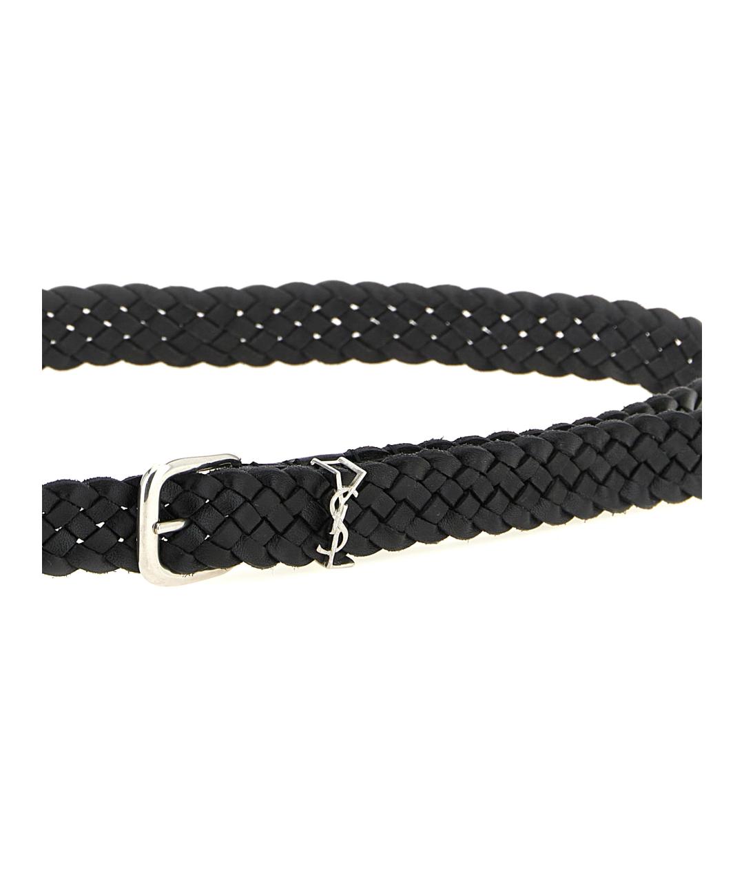 SAINT LAURENT Черный кожаный ремень, фото 3