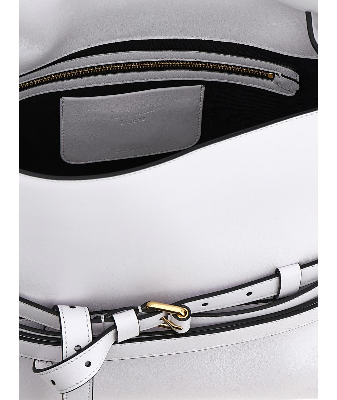 MOSCHINO Белая кожаная сумка тоут, фото 4
