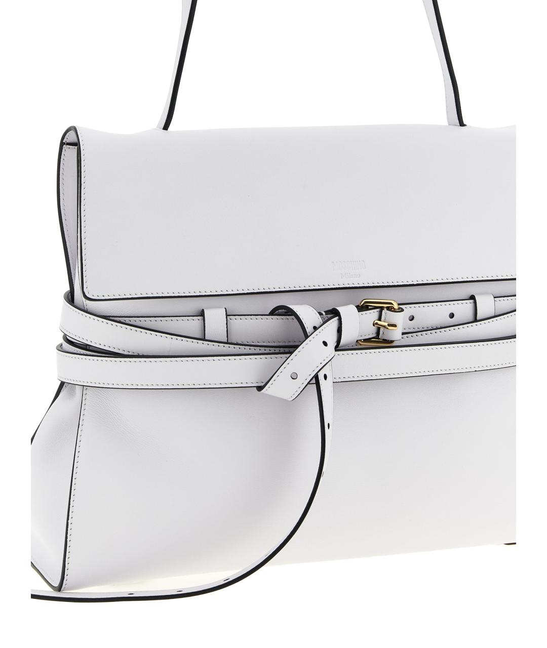 MOSCHINO Белая кожаная сумка тоут, фото 3
