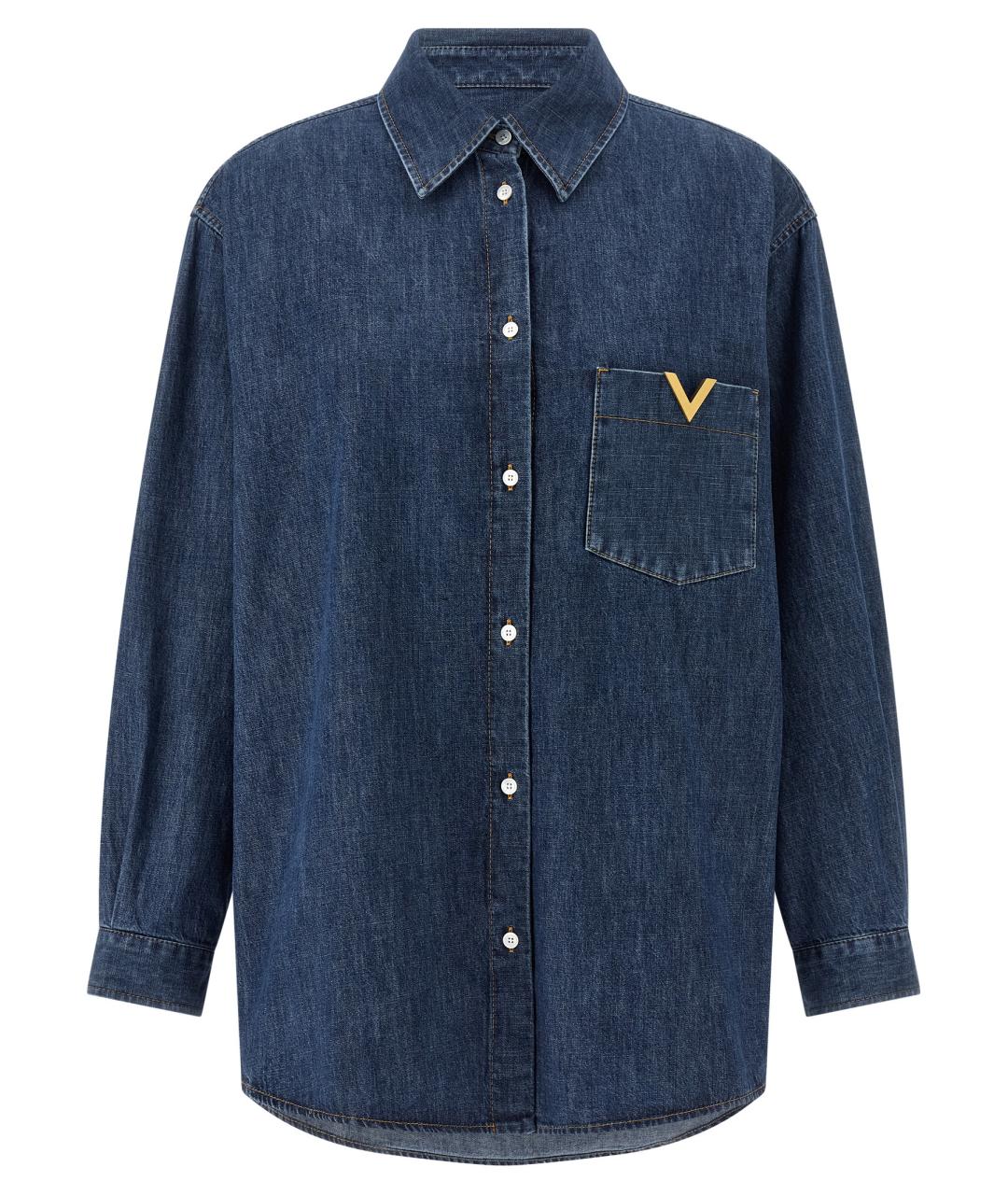 VALENTINO Синяя хлопковая рубашка, фото 1
