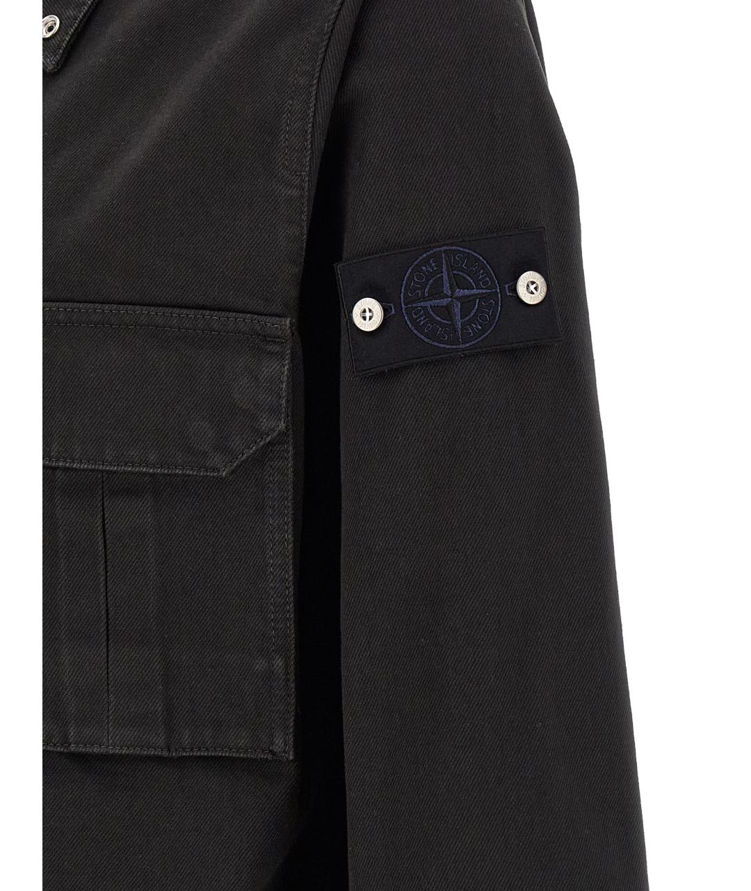 STONE ISLAND Черная хлопковая кэжуал рубашка, фото 5