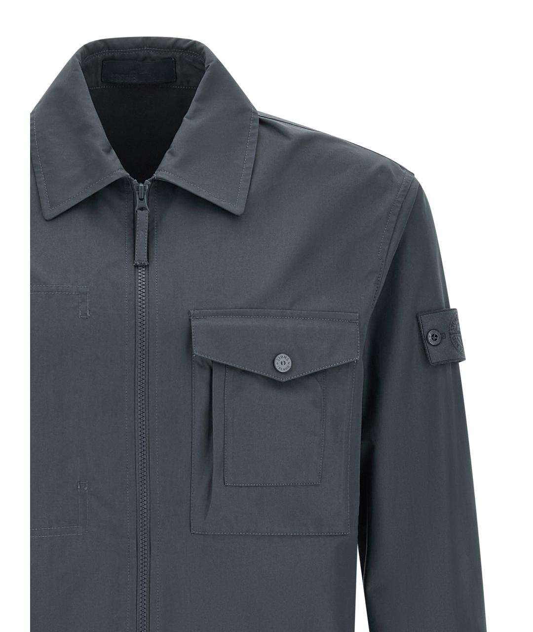 STONE ISLAND Синяя хлопковая кэжуал рубашка, фото 3