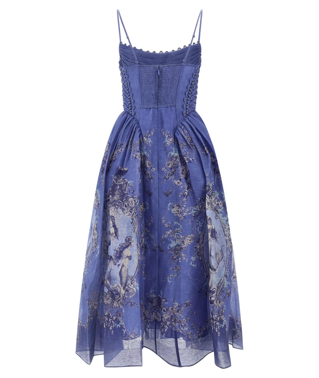 ZIMMERMANN Синее льняное коктейльное платье, фото 2