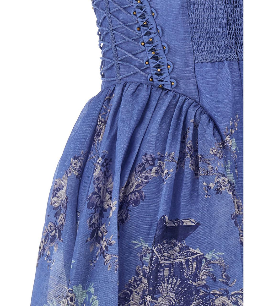 ZIMMERMANN Синее льняное коктейльное платье, фото 4