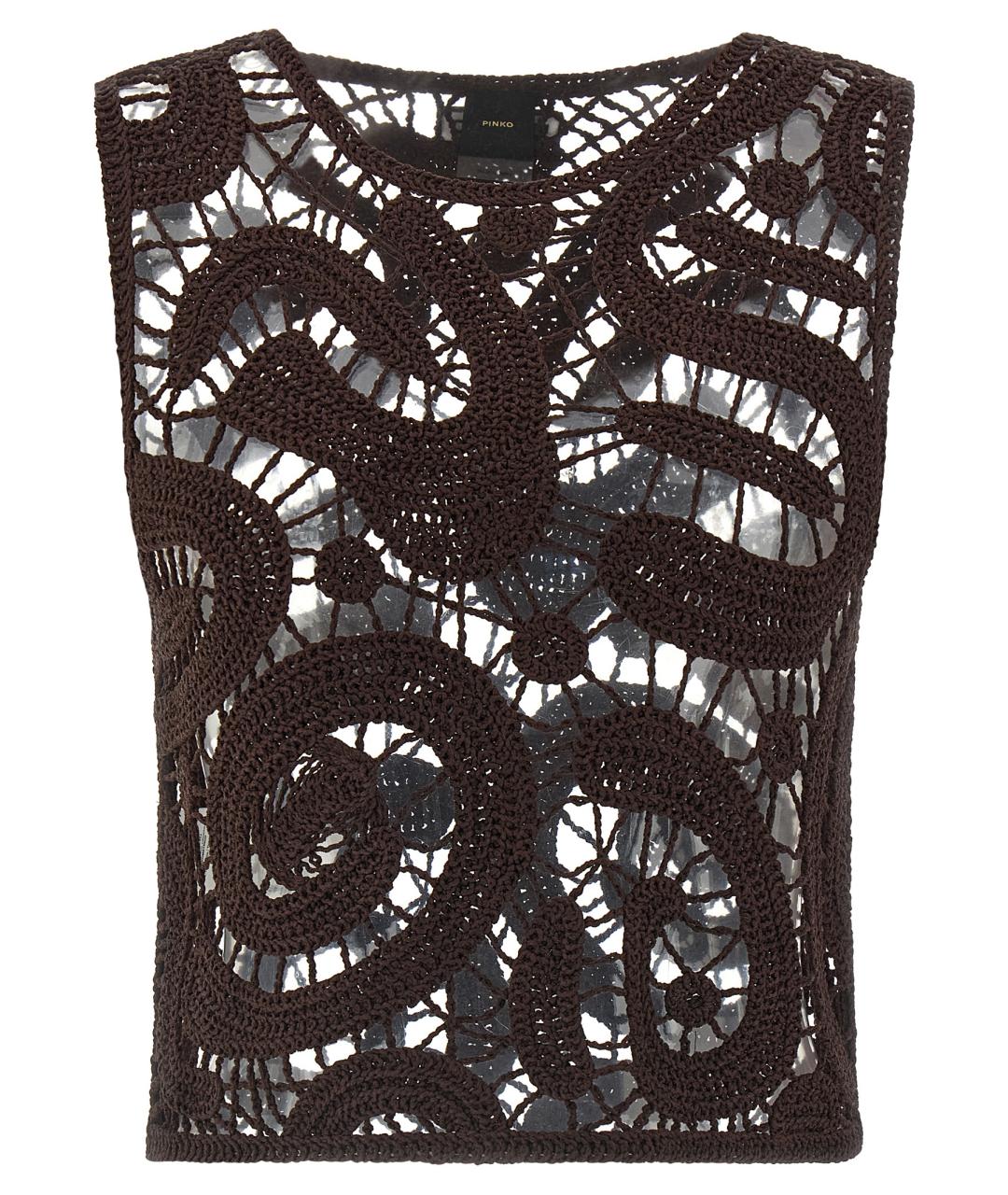 PINKO Коричневая вискозная майка, фото 1