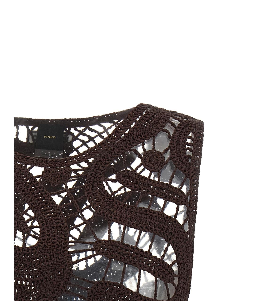 PINKO Коричневая вискозная майка, фото 3