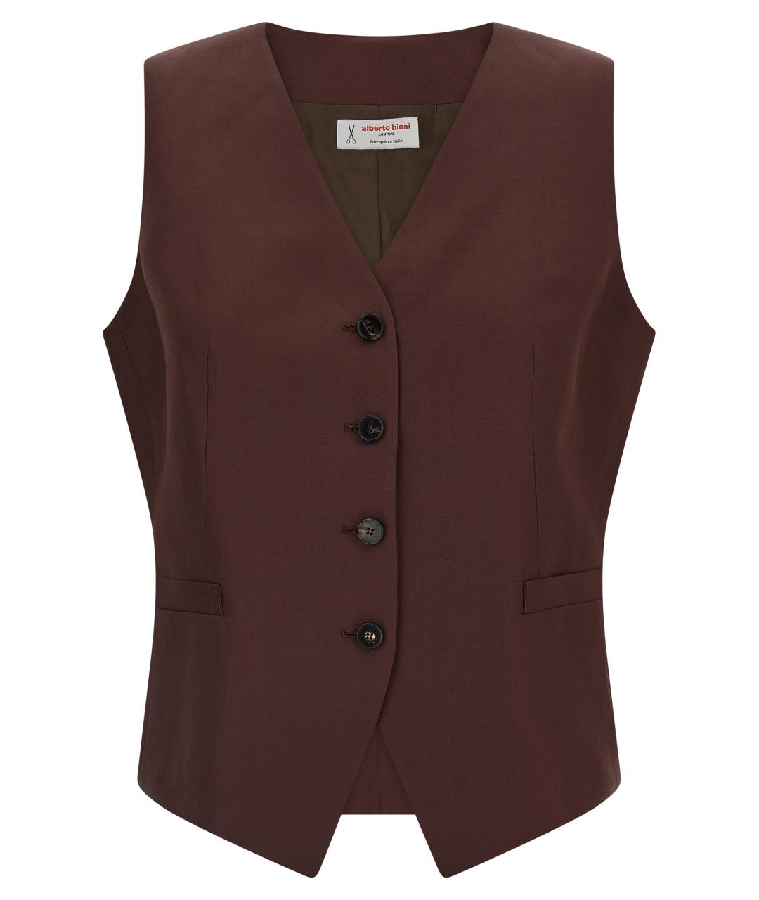 ALBERTO BIANI Коричневый вискозный жилет, фото 1