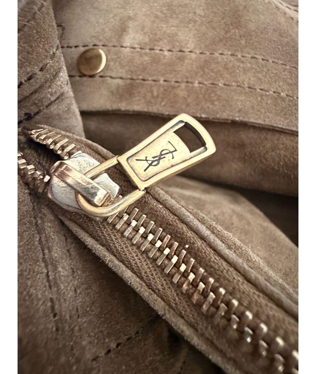 SAINT LAURENT Коричневая кожаная сумка с короткими ручками, фото 8