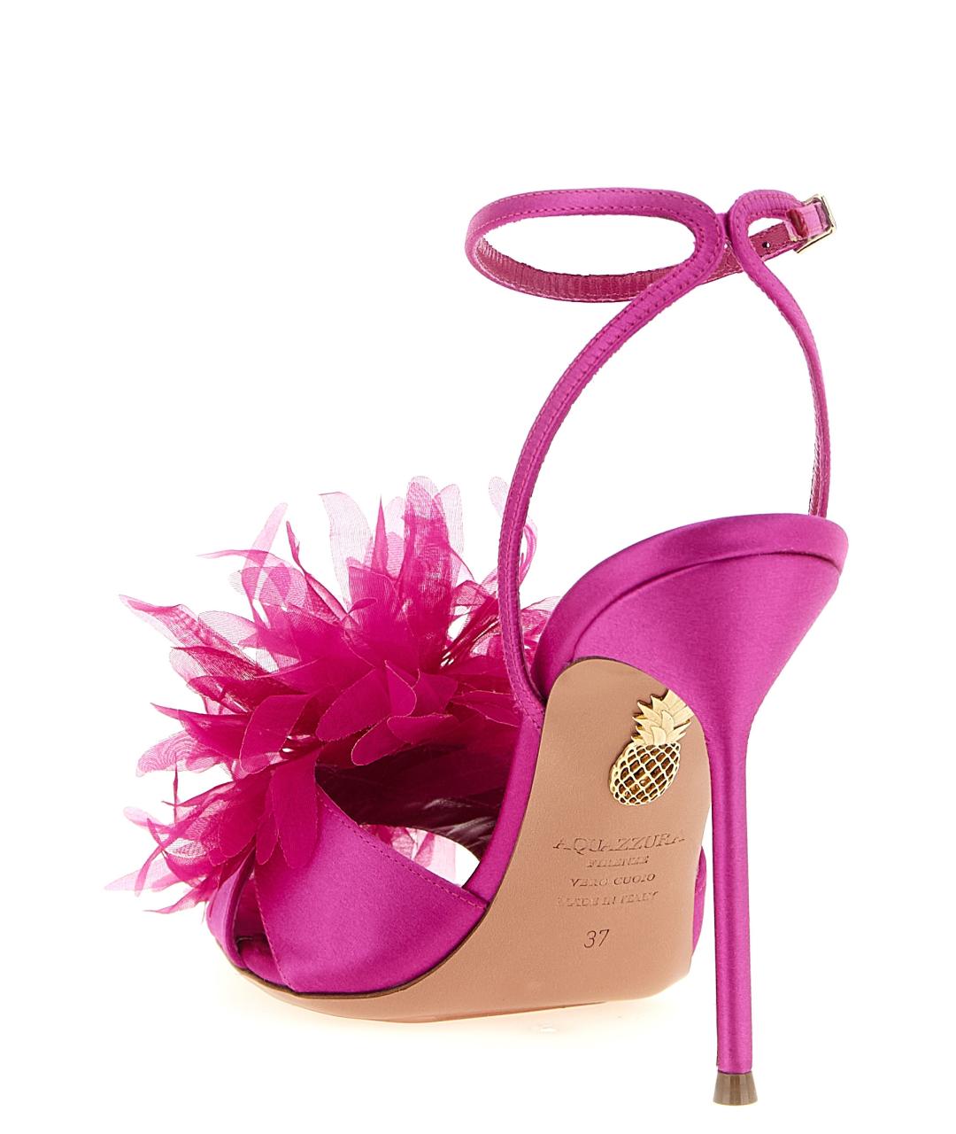 AQUAZZURA Фуксия текстильные босоножки, фото 3